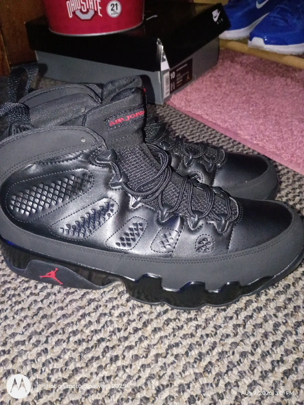 Jordan 9s  Men’s Black Red High-Top Basketball Shoes